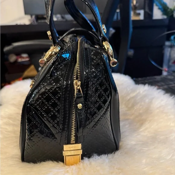 Gucci Babouska studded Black Patent Leather Shoulder Bag - Picture 9 of 16